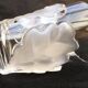 Lalique collection small vase crystal pattern art nouveau chene leaves