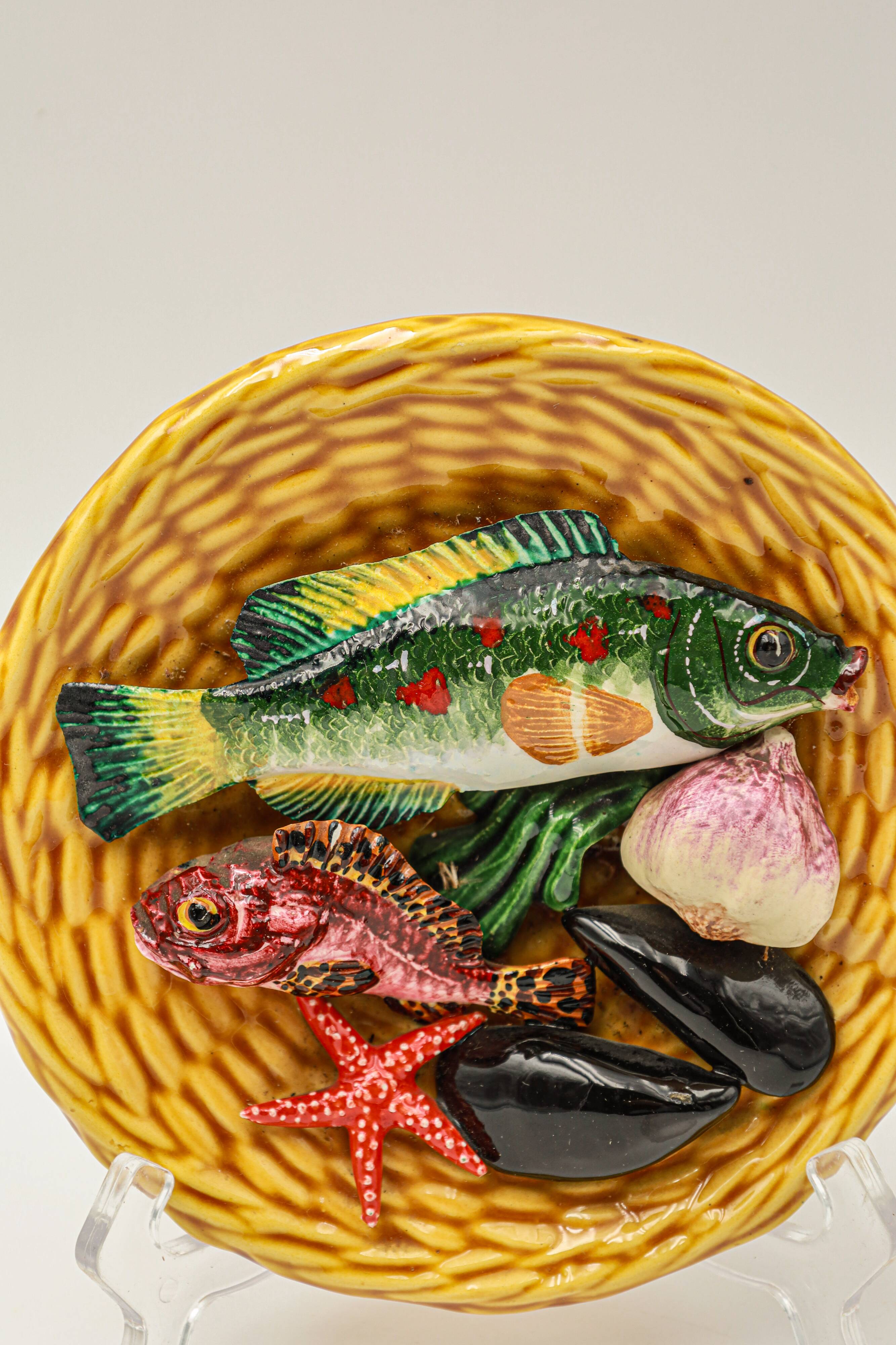Kitsch trompe l'oeil slip plate Lamarche ceramic art