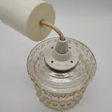 Vintage seventies pendant lamp in pressed molded glass