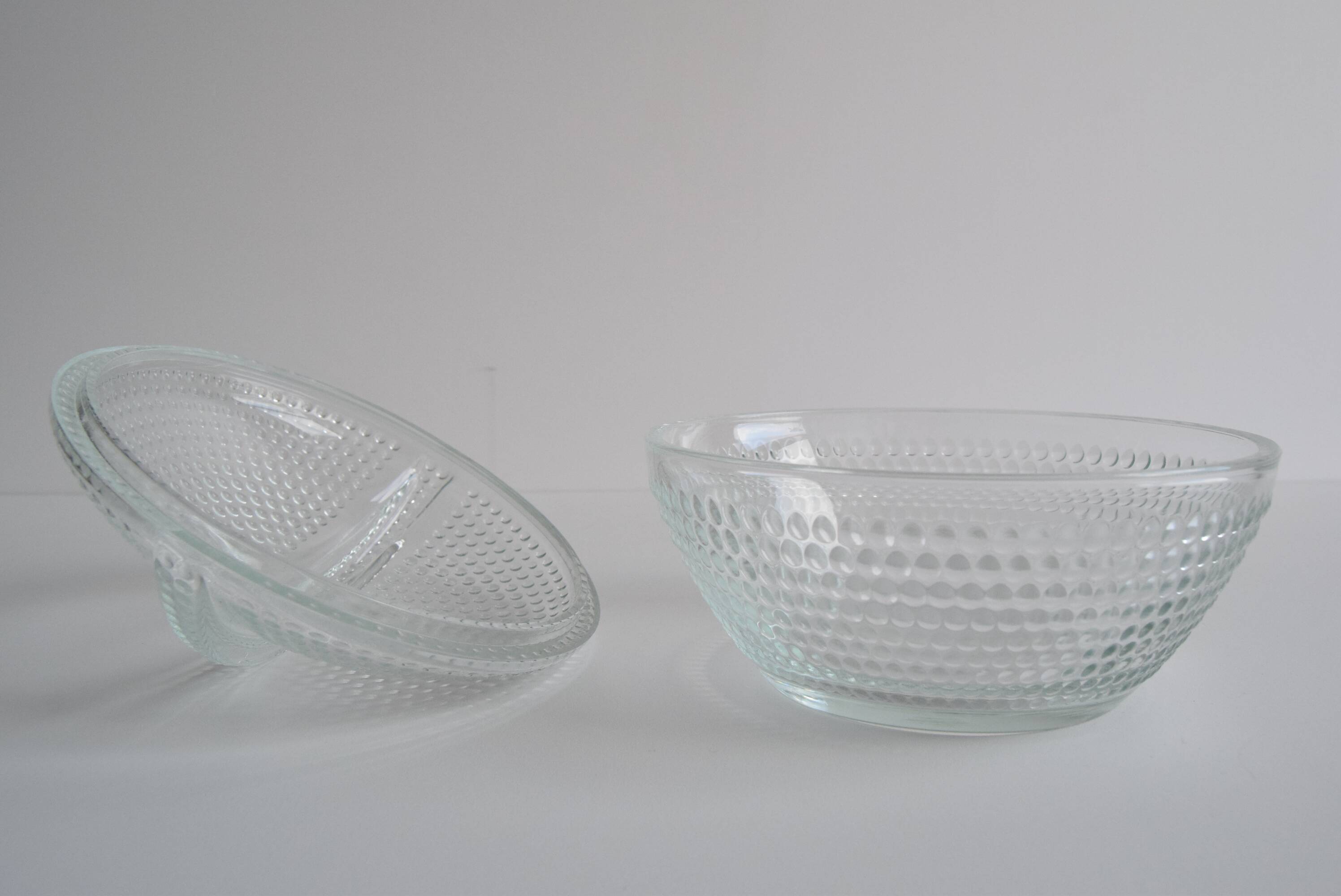 Glass candy bowl, sugar bowl, by Adolf Matura for Libochovice glass factory, 1970's.