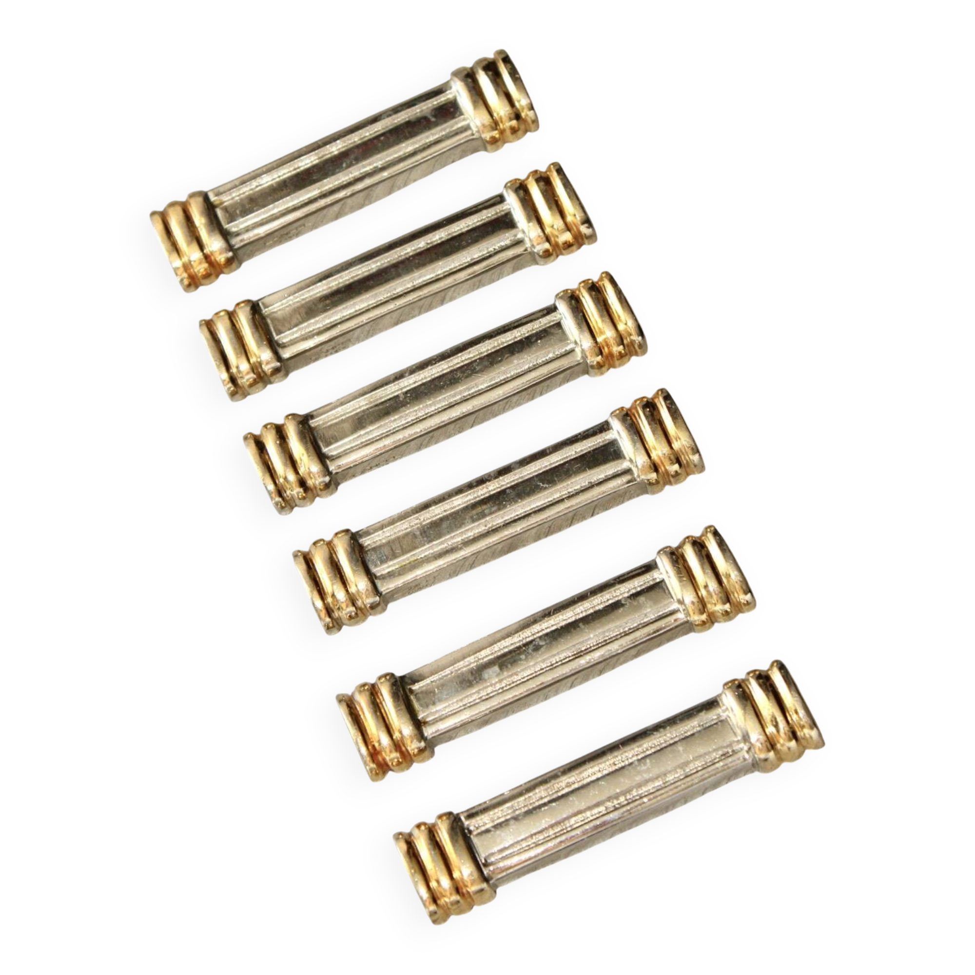 Vintage ribbed silver-plated knife rests Lancel Paris x 6
