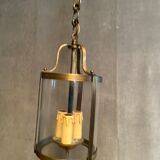 Brass vestibule lantern chandelier and glass cylinder