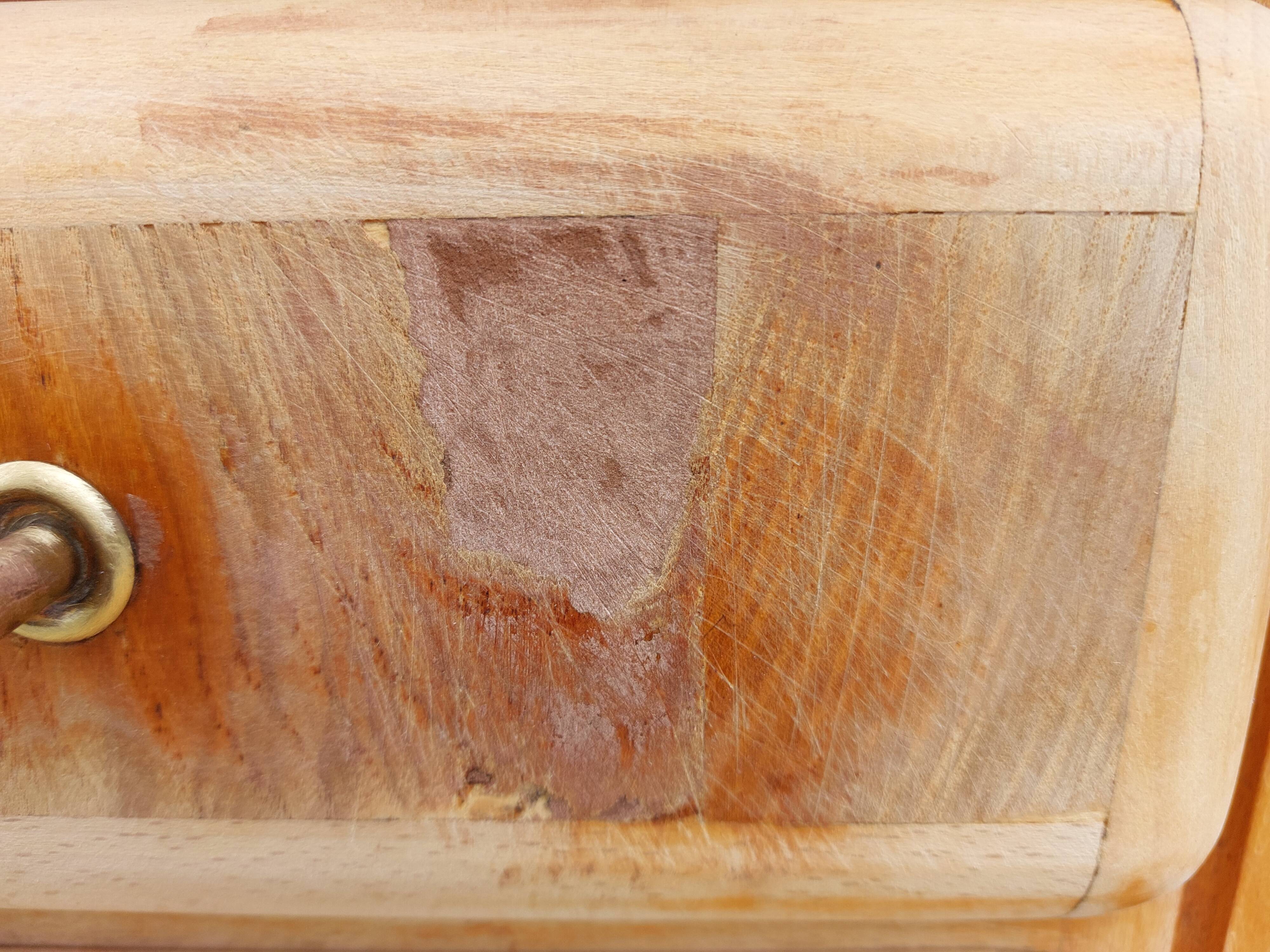 Mado buffet in wood, marble and copper, restored