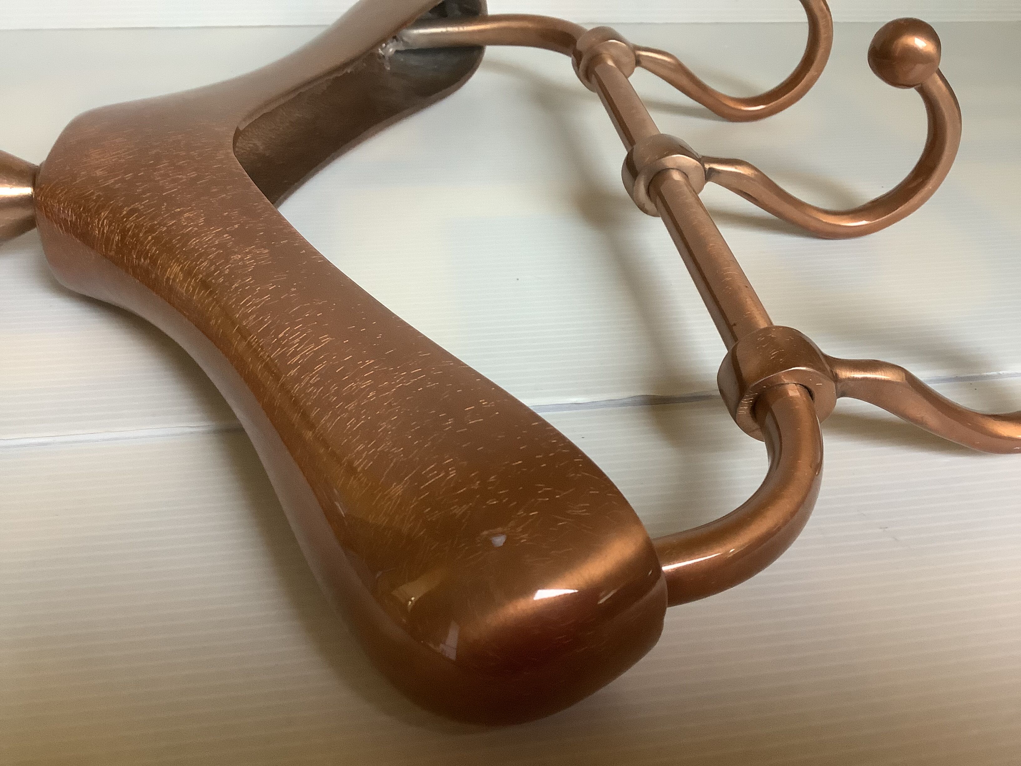 Coat rack gilded metal hanger varnished