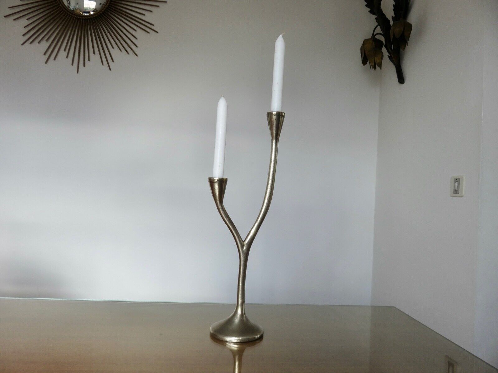 Modernist candle holder in solid bronze 1970