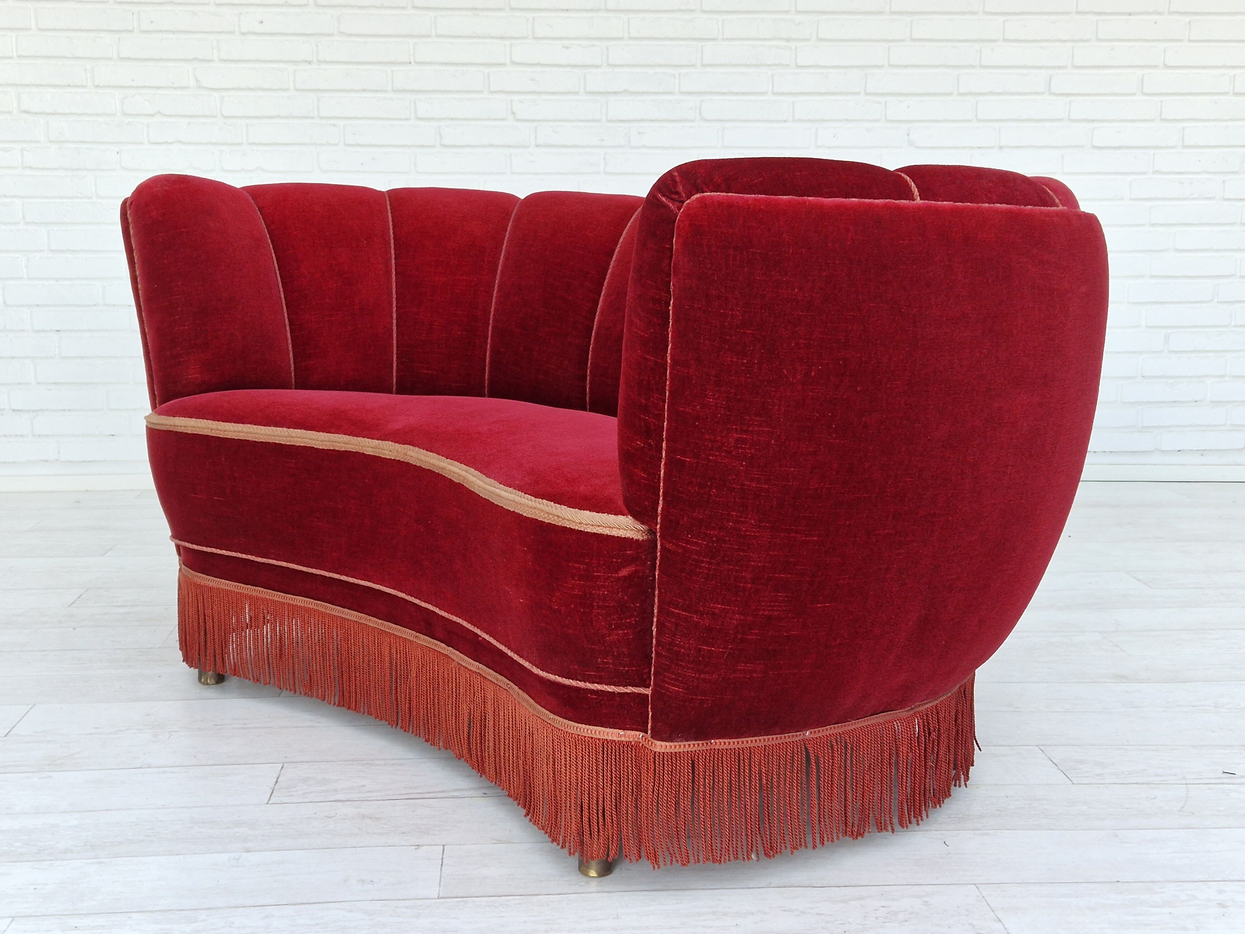 1960s danish vintage 2 seater "banana" sofa