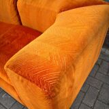 Grand canapé sectionnel Mid-Century composé de 6 éléments en velours orange