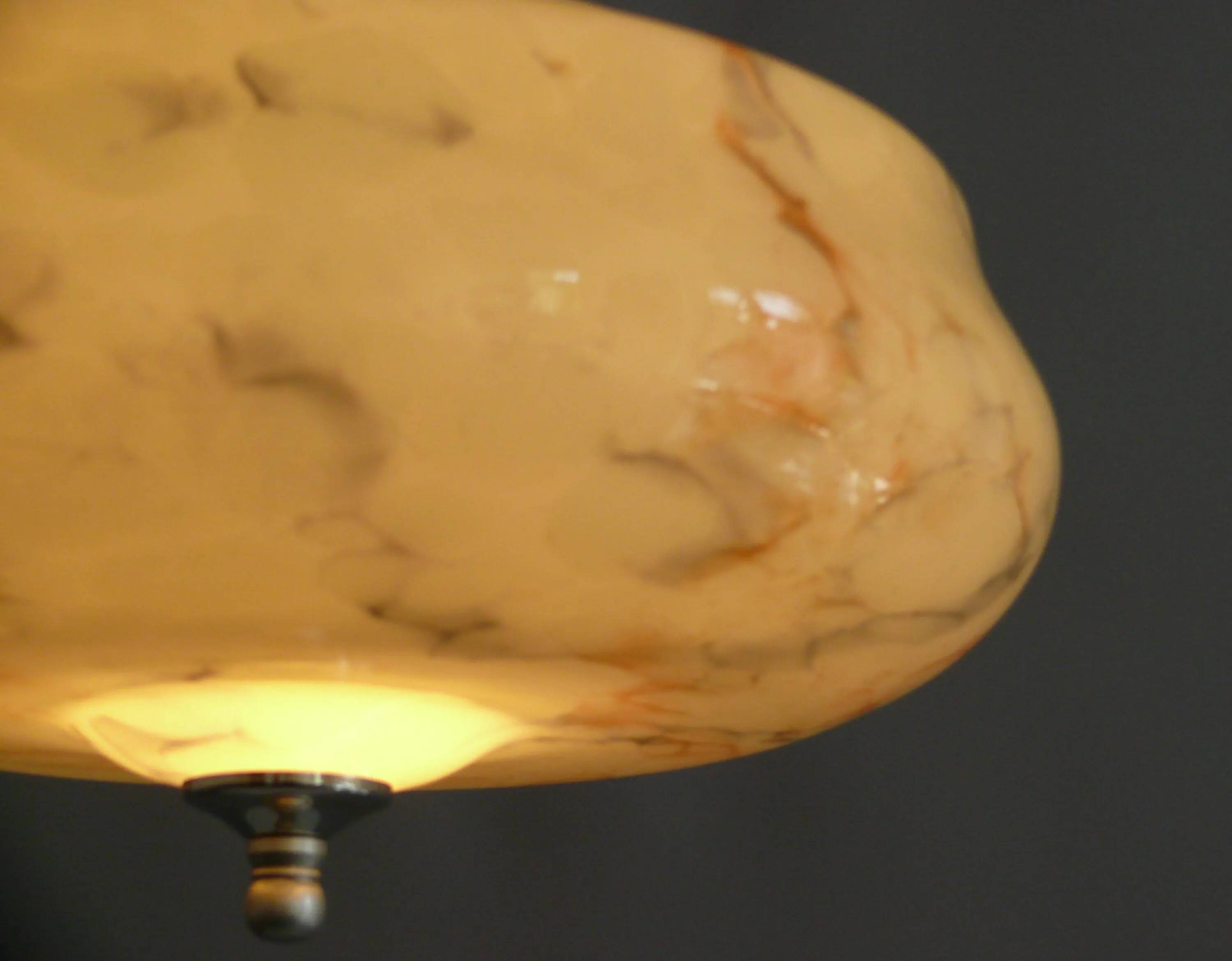 Suspension Art Déco, marbrée avec suspension chromée, années 1930