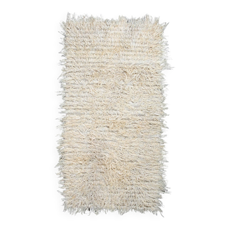 Tapis vintage en laine neutre beige ivoire 3x7, 112x223 cm SK 70381