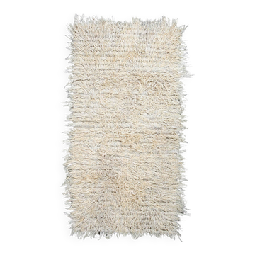Tapis vintage en laine neutre beige ivoire 3x7, 112x223 cm SK 70381