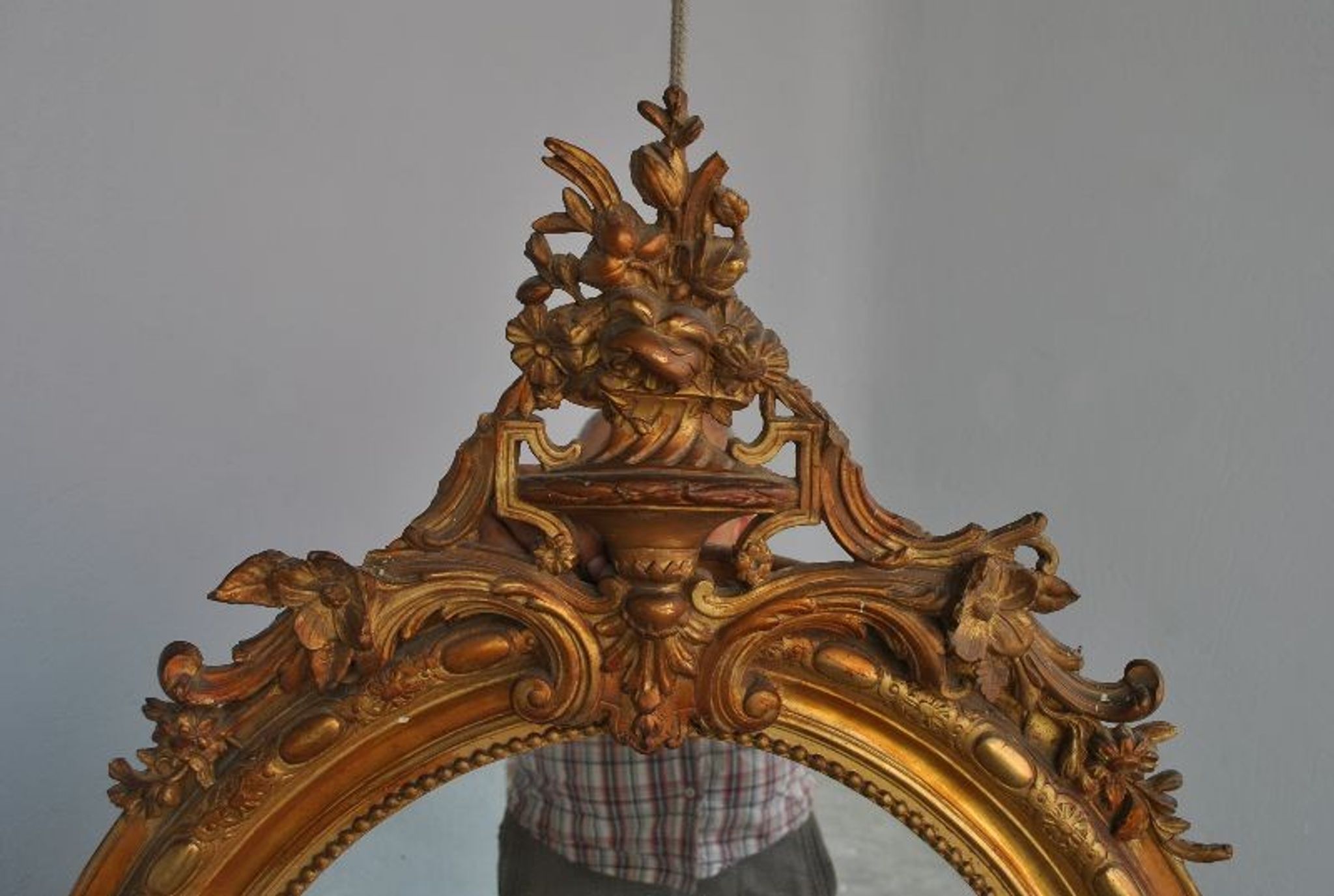 Mirror of style Louis XVI gilded stucco 1880