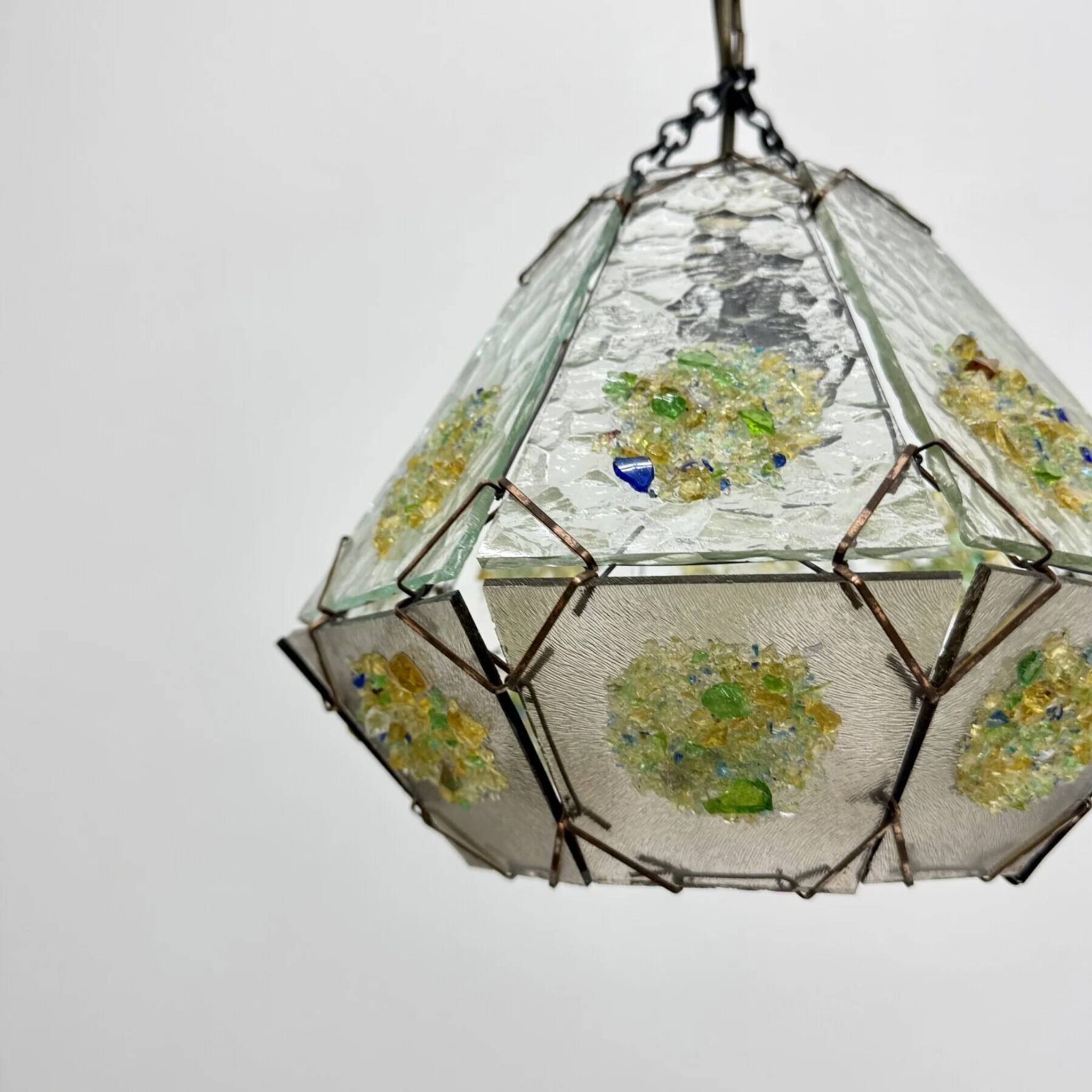 Suspension en verre brutaliste, années 1970