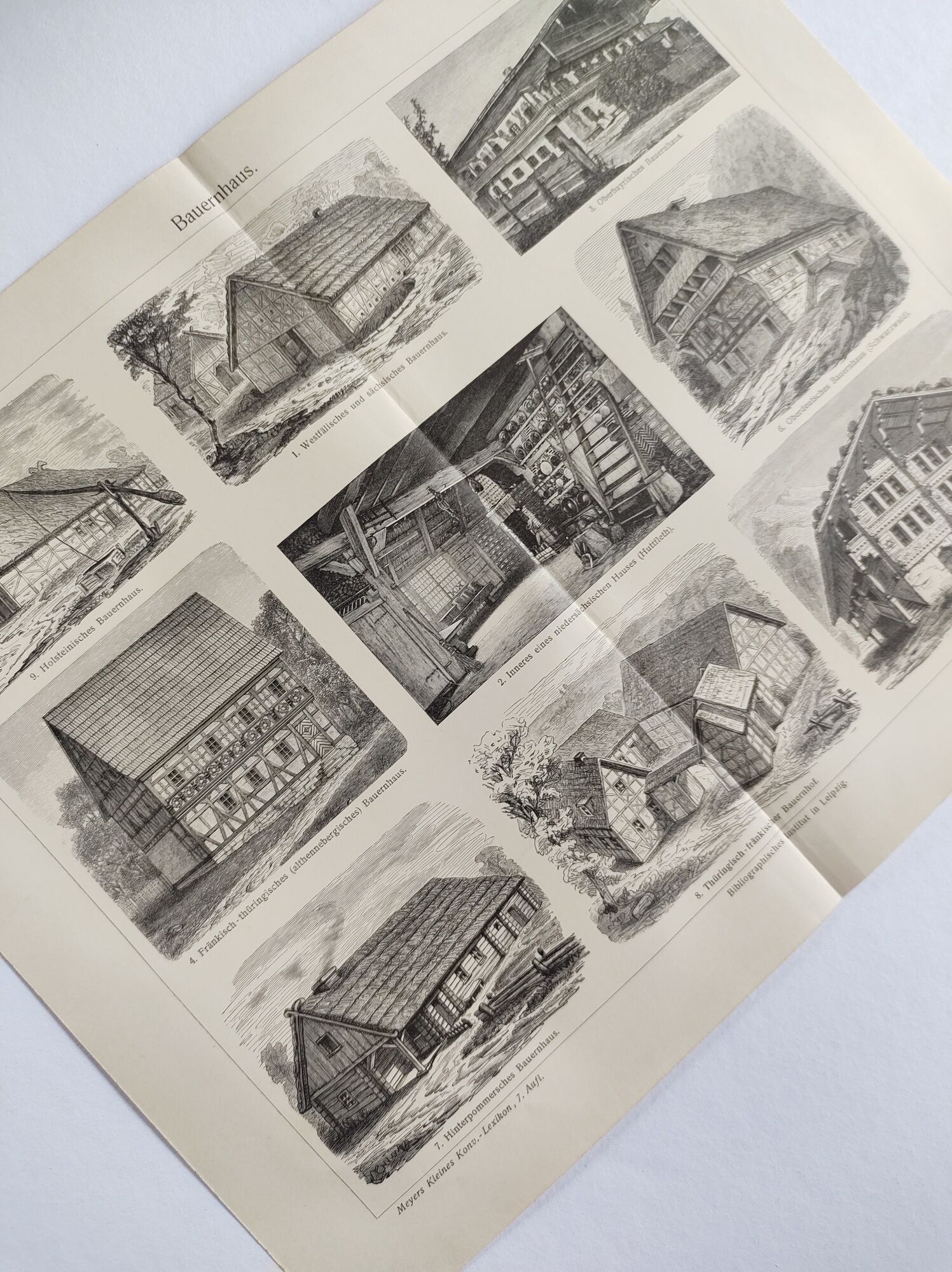 Antique print - Farmhouse and traditional architecture - Original poster from 1909