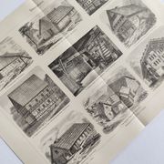 Gravure ancienne - Ferme et architecture traditionelle - Affiche originale de 1909
