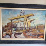 Painting 1965 industrial construction site