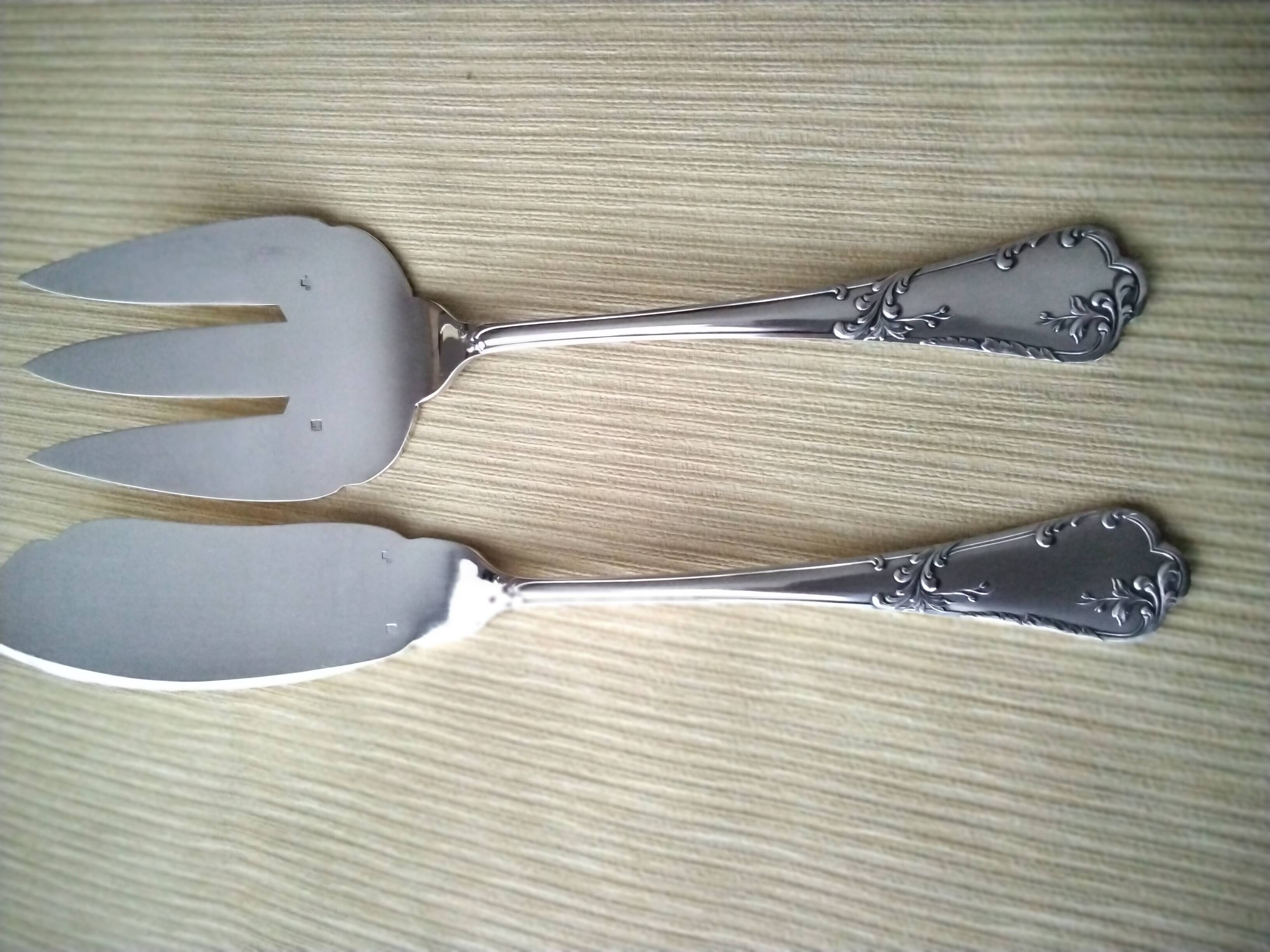 Silver-plated fish serving utensils, SBF style. Louis XV style