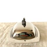 Silver metal butter dish