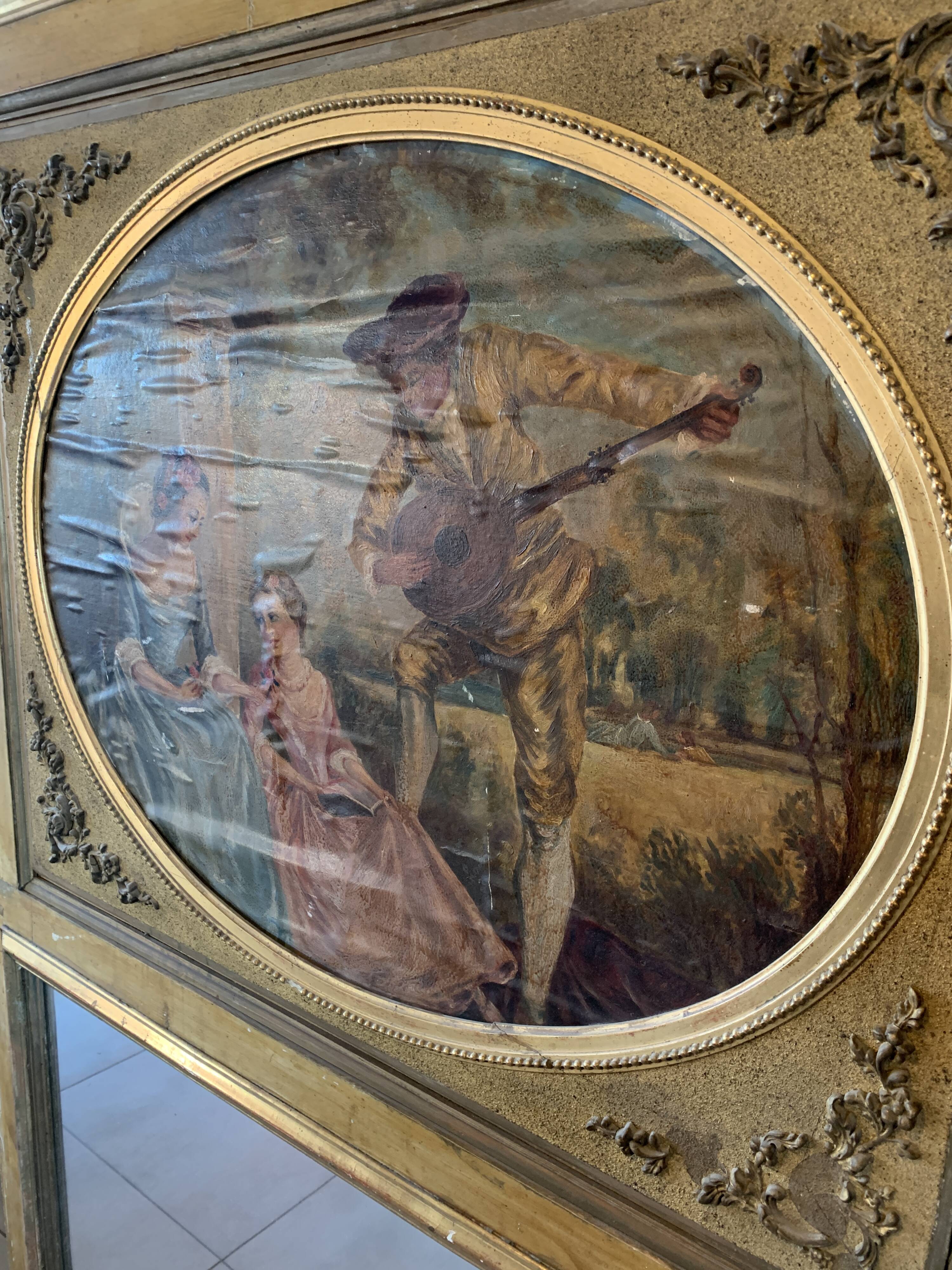 Wooden trumeau and gilded stucco - 175x105cm