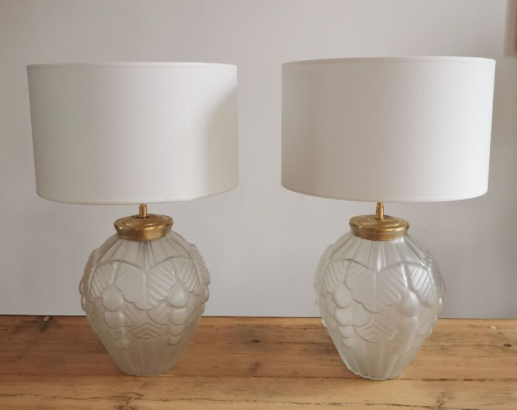Pair of polished glass art deco lamp