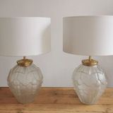 Pair of polished glass art deco lamp