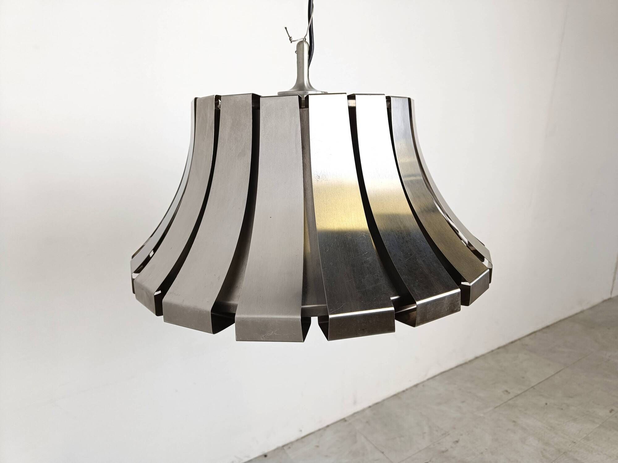 Mid-Century Steel Suspension Lamp by E. Martinelli for Martinelli Luce, Italy, 1960s