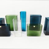 Set of 8 ISI vases in colored glass Lennart Andersson Gullaskruf, 1960