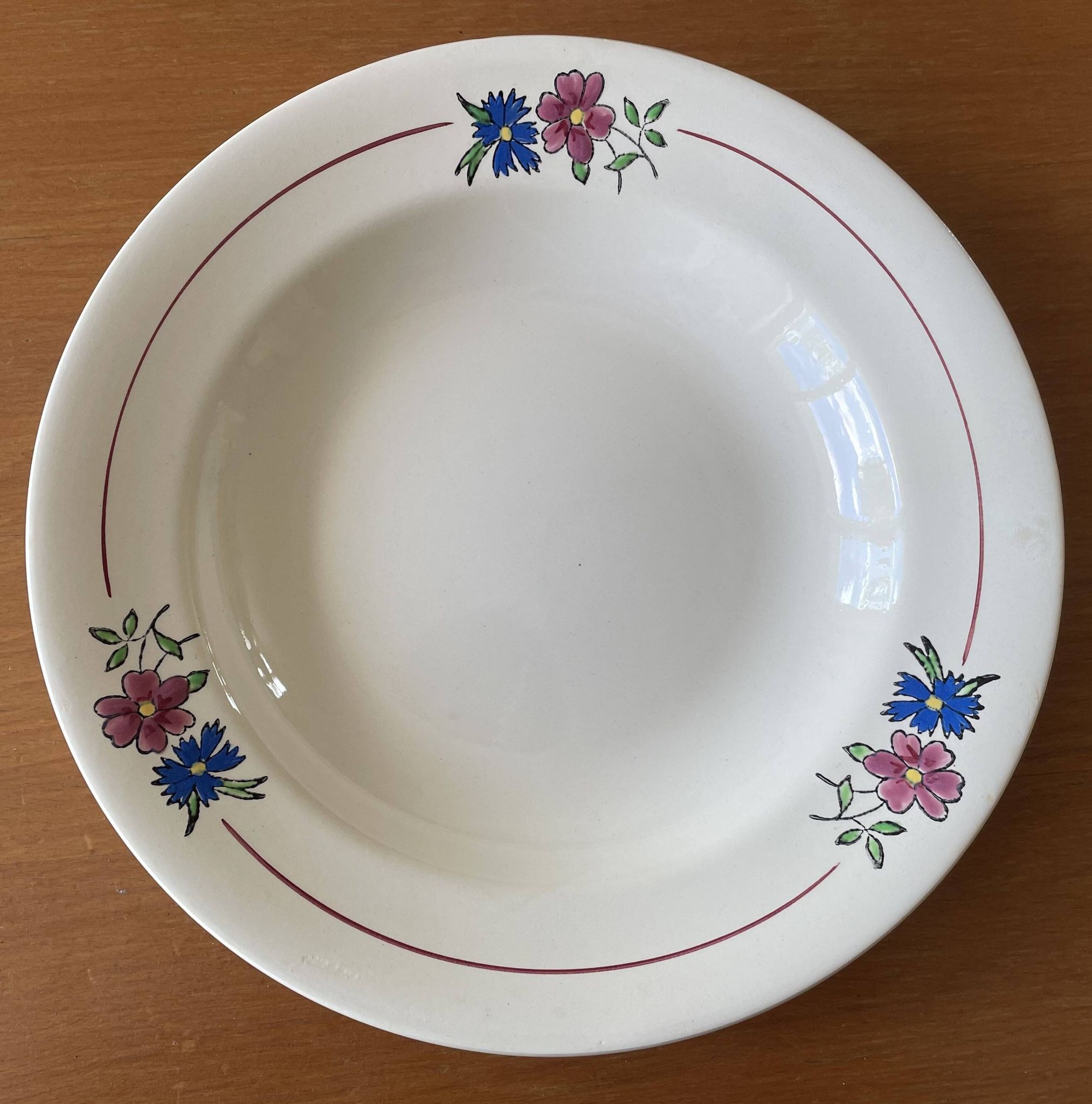 6 old earthenware soup plates from Salins-lès-Bains (Jura)