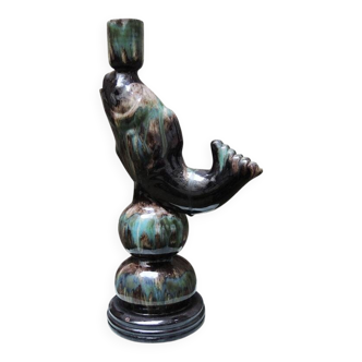 Old fish-shaped ceramic lamp base