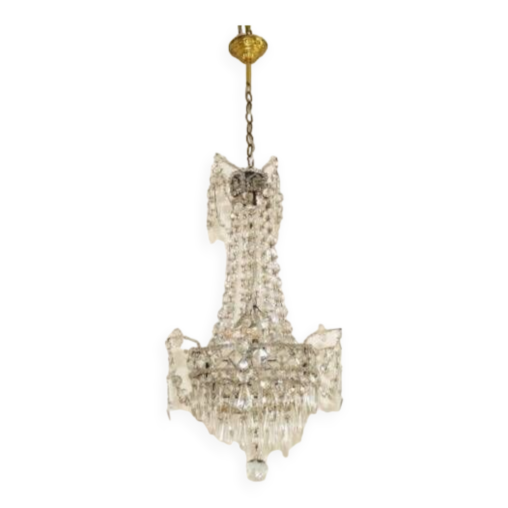French Montgolfier Style Crystal Chandelier With 3 Tiers Prisms 4115