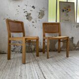 Pair of Baumann chairs beech and cannage