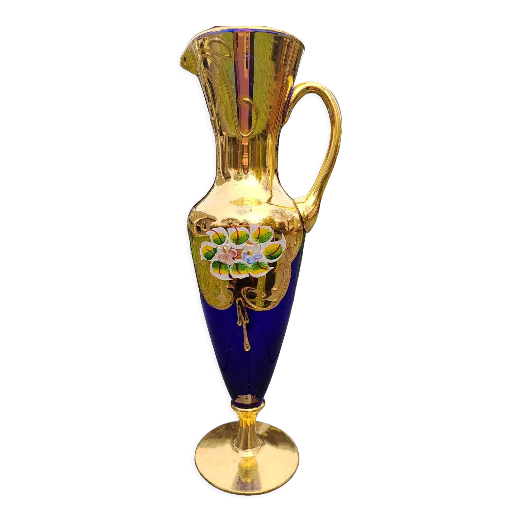 Trefuochi Murano vase in blown glass, floral pattern in relief