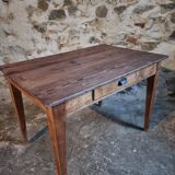 French antique table with drawer – Around 1920 – Pine top and legs.