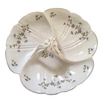 Dish with porcelain compartments.