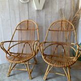 Pair of rattan armchairs