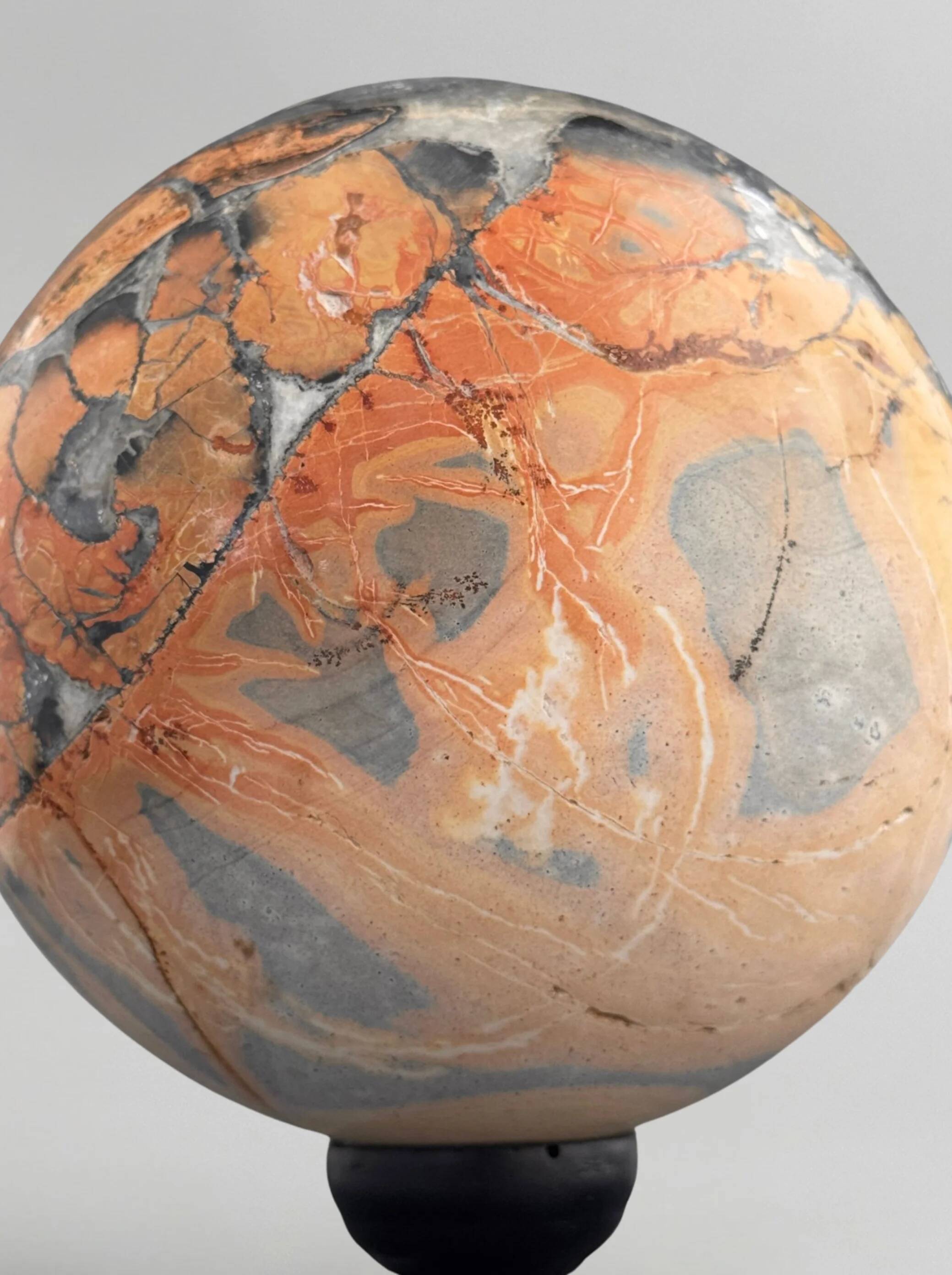 Stunning red Maligano jasper spheres on bases — Decorative mineral duo