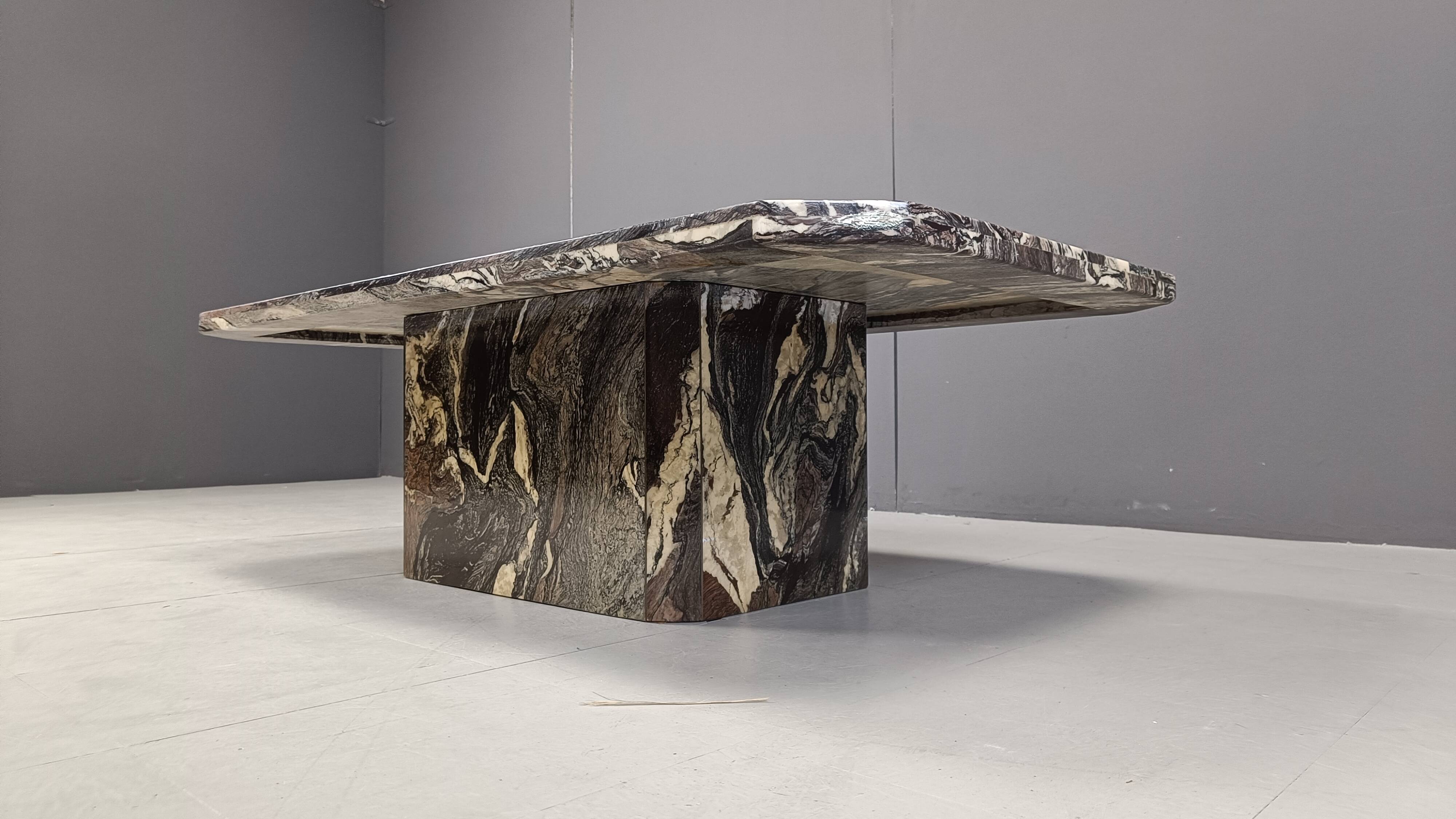 Vintage grey marble coffee table, 1970s