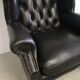 Fauteuil bergère chesterfield cuir noir