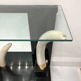 Versailles collection table console éléphant fausse défense ébène miroir verre années 1970