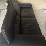 Roche Bobois black leather sofa