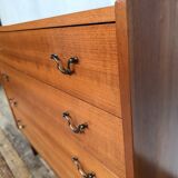 Superb vintage teak chest of drawers – Elegant design & black metal handles