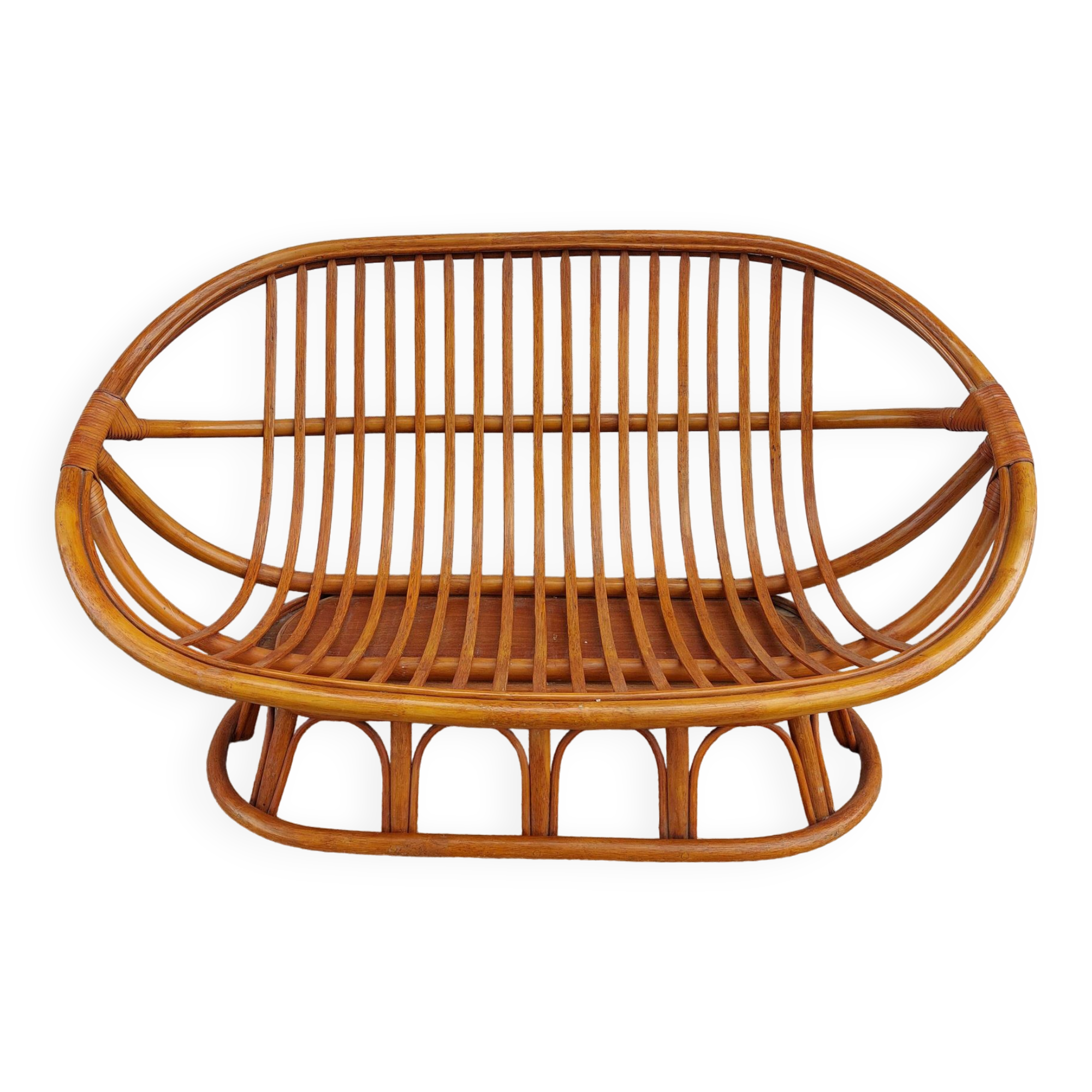 bamboo wood, rattan, vintage sofa