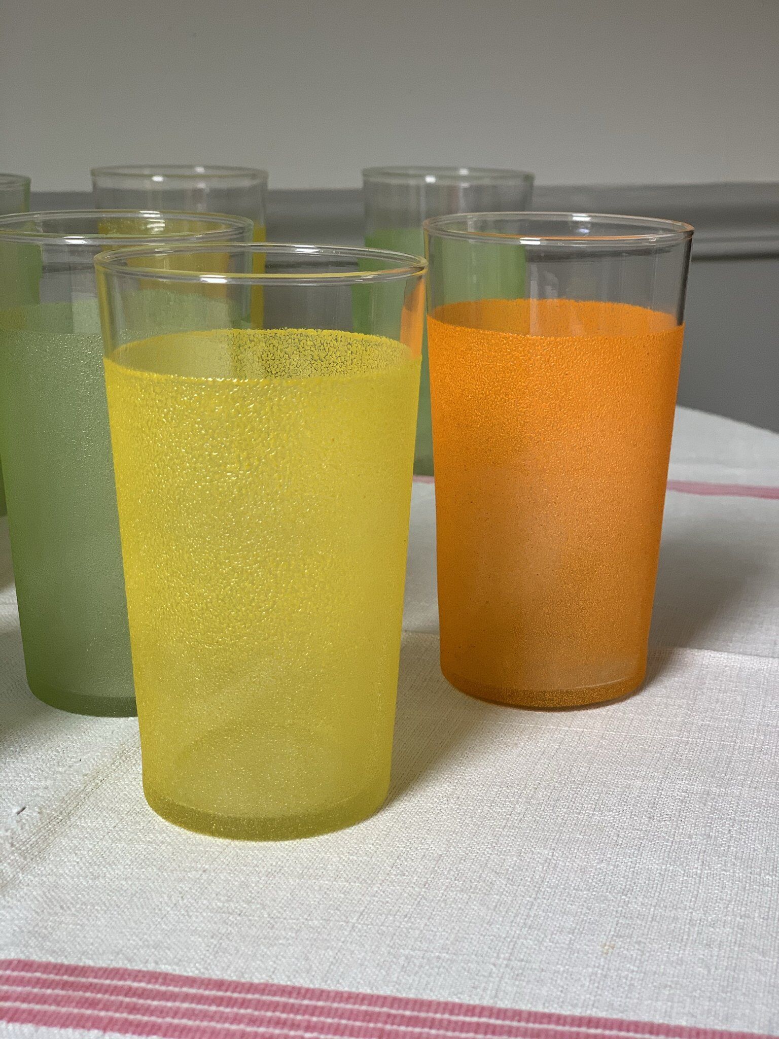 Coloured granite glass orangeade glasses