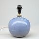 Signed ceramic ball lamp in lavender blue stoneware with a rope or raffia lampshade