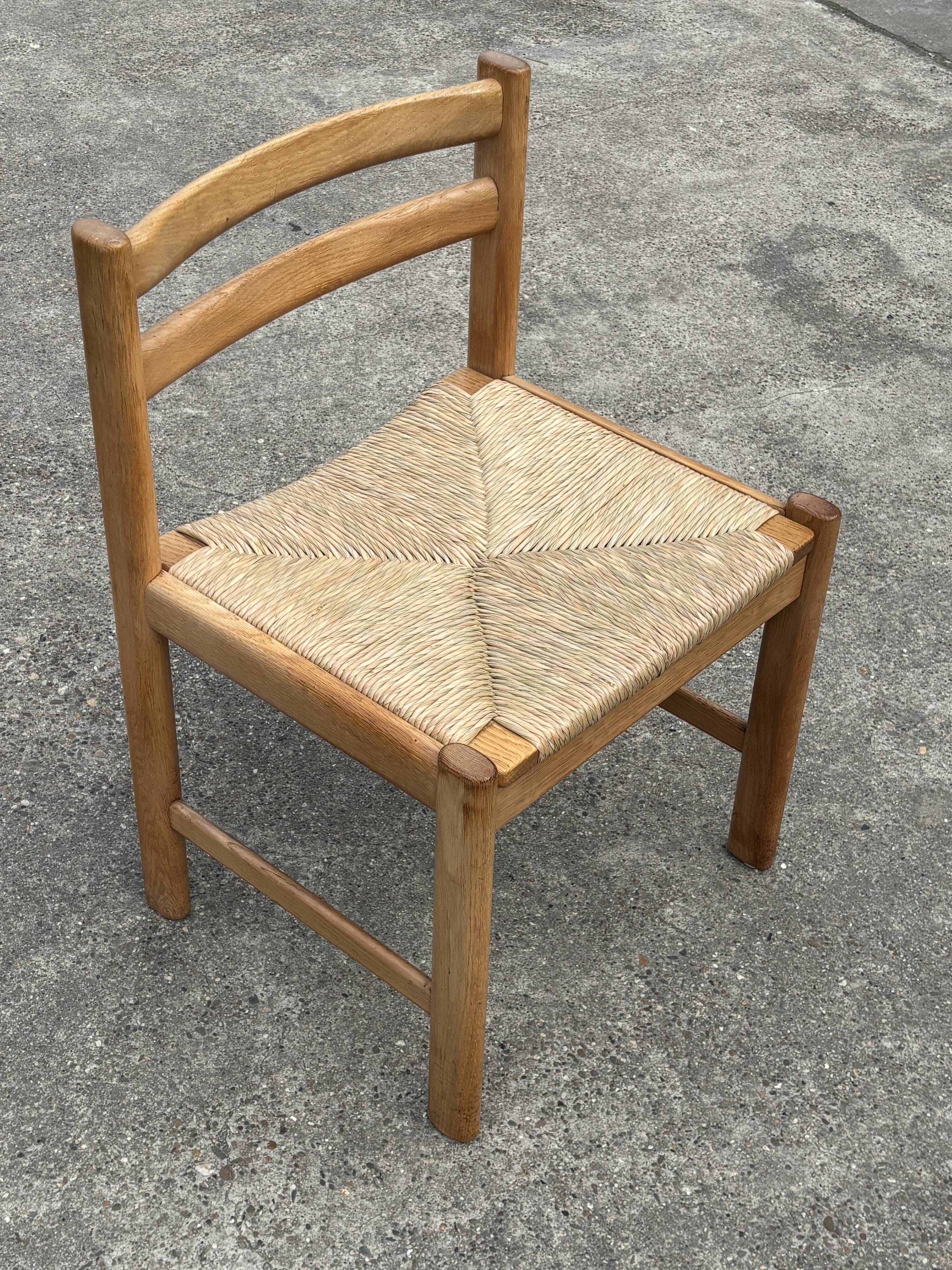 Vintage dining chairs set of 6 oak and rattan design minimalist design