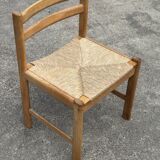 Vintage dining chairs set of 6 oak and rattan design minimalist design