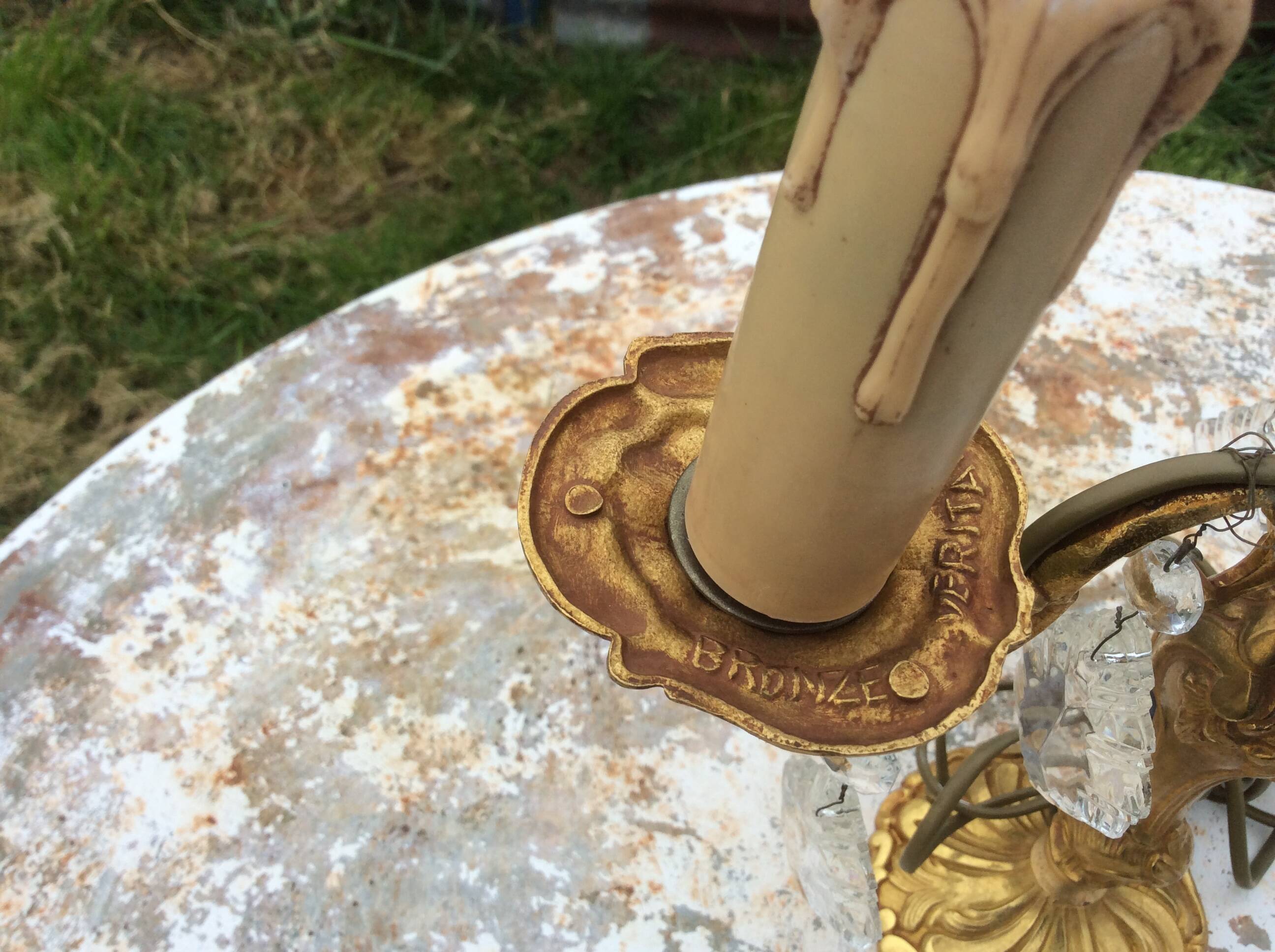 Pair of 3-light bronze candlestick lamps