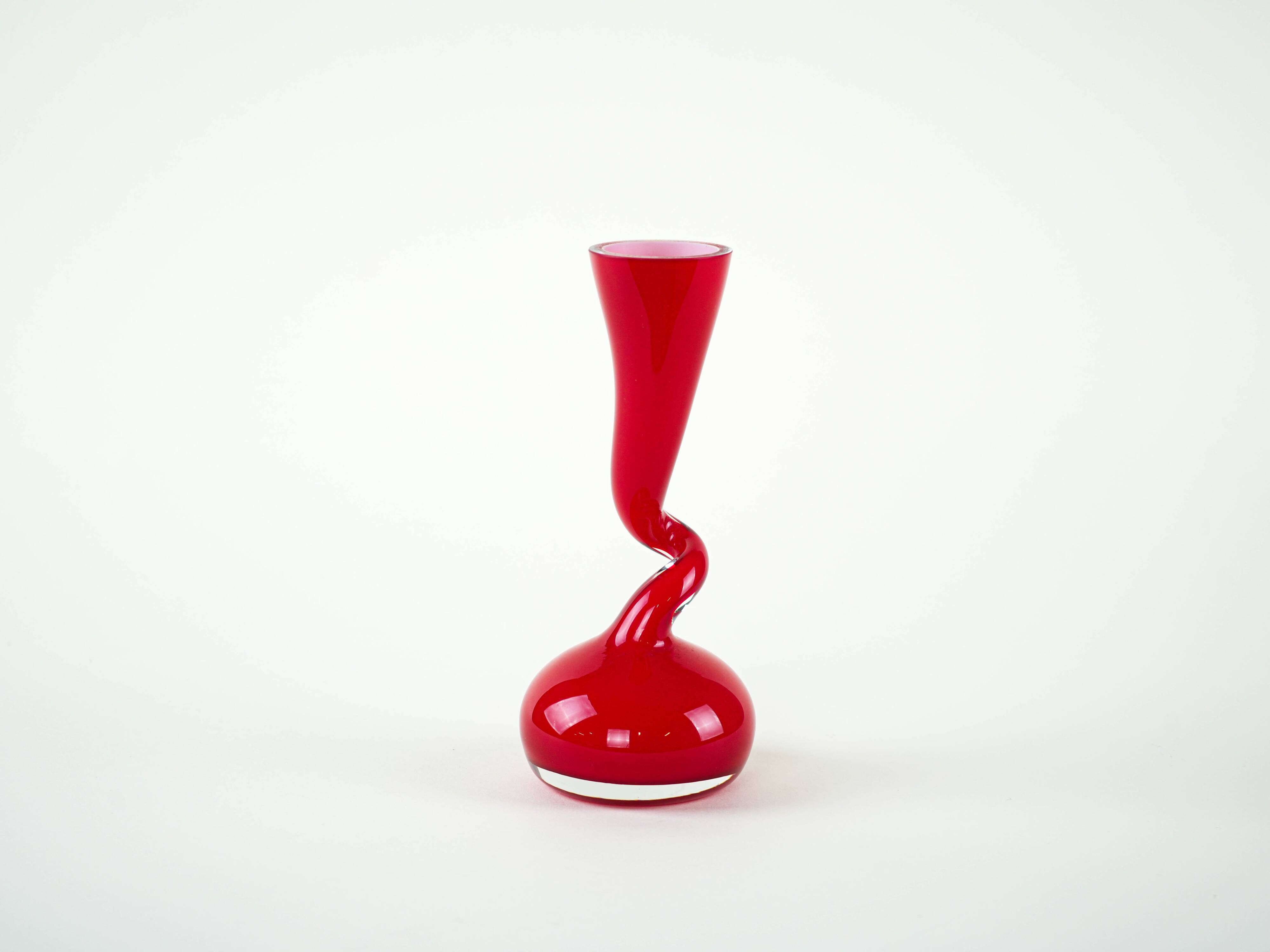 Red vase, Swing Vase, Danish design, manufactured by Normann Copenhagen