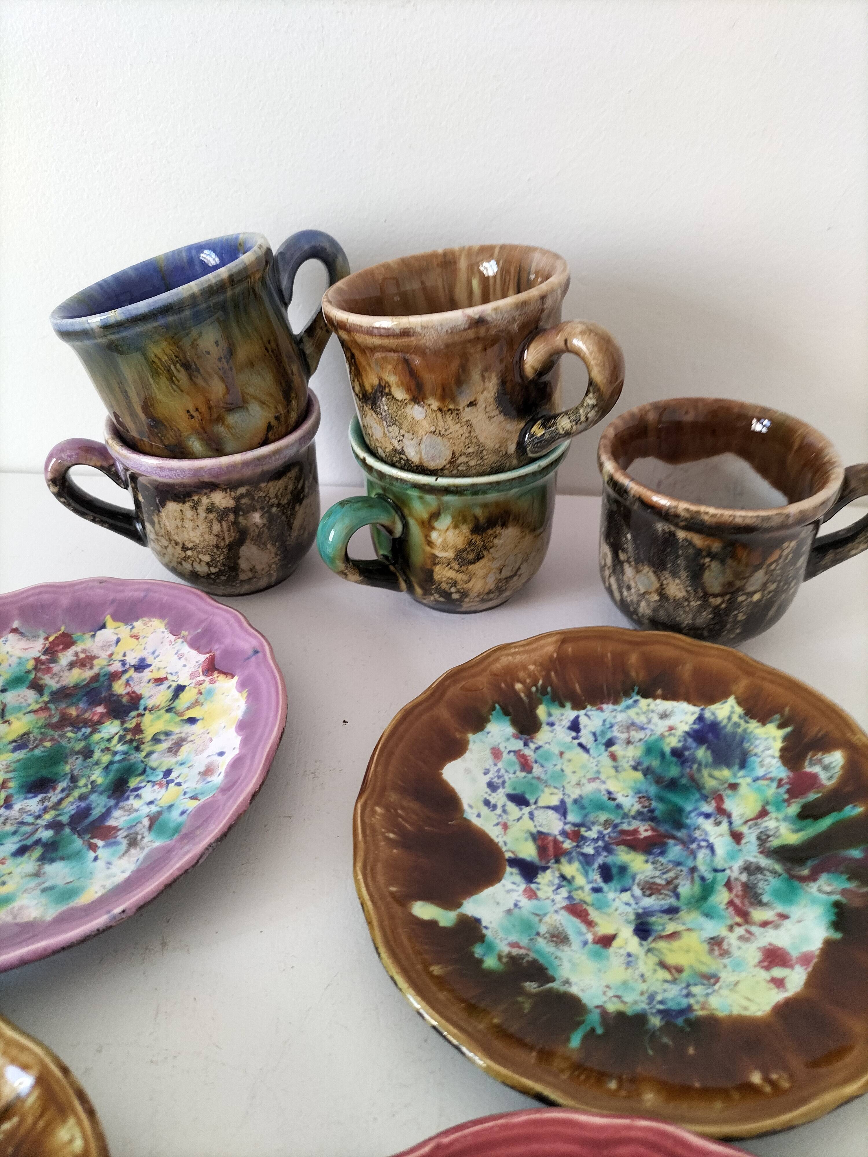 Gaston Gaubier ceramic cups and saucers