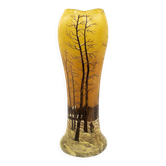 Art Nouveau vase DLG Legras, winter landscape painted with enamels, circa 1900.