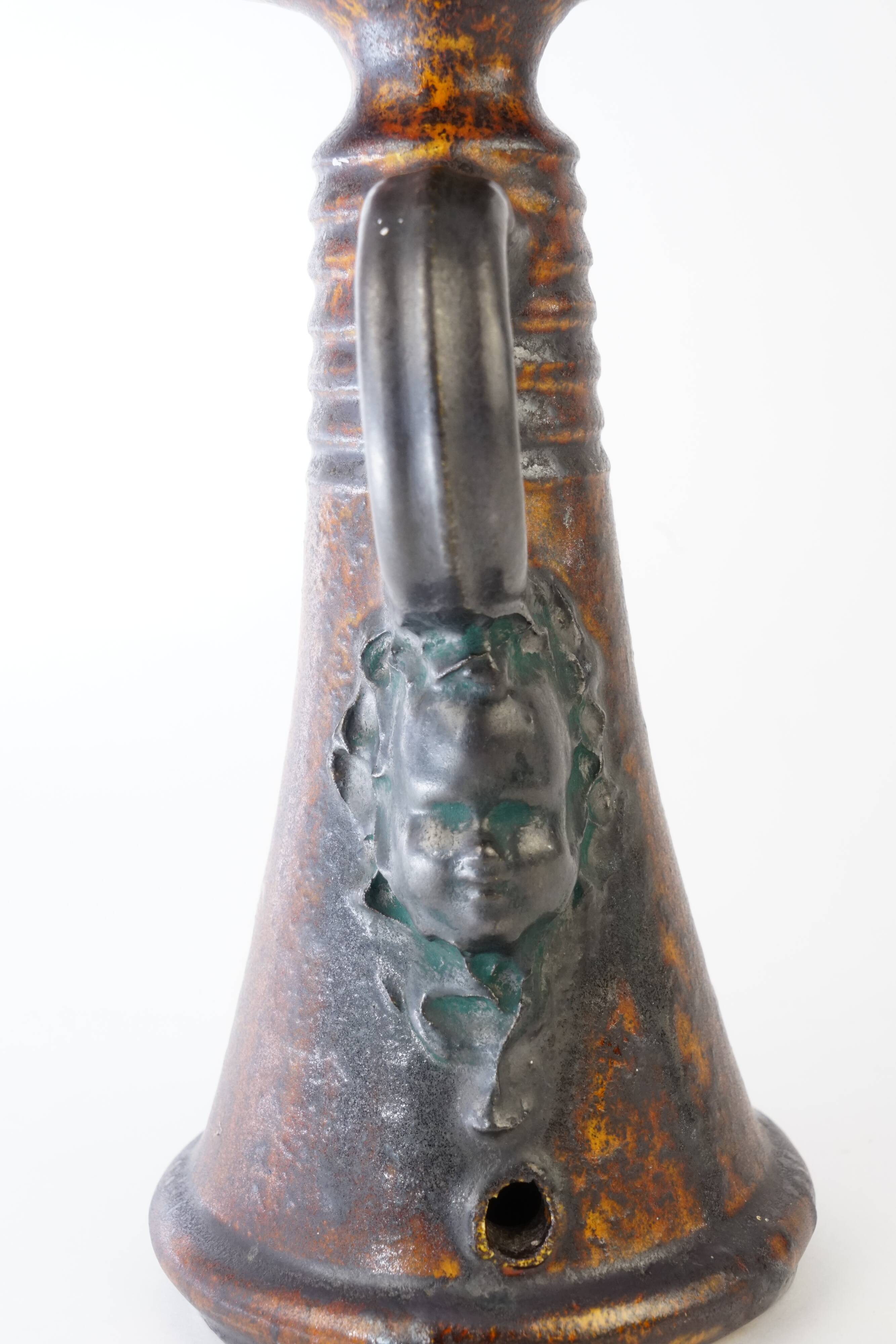 Ceramic sylvain sttublet ( 1890 -1985 ) candlestick or lamp foot in sandstone